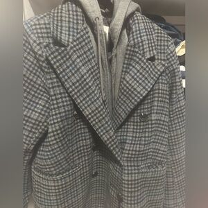 Avec Les Filles Gray and Blue Patterned Outerwear